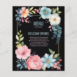 美しいカラフル水彩フローラのメ結婚ニュー