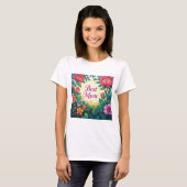 美しいカラフル水彩フローラの花 Tシャツ (正面フル)