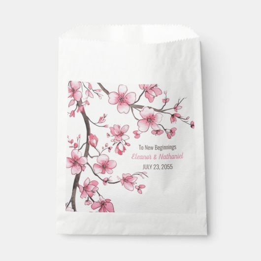 美しいカラフル水彩フローラ結婚式の引き出物 フェイバーバッグ (正面)