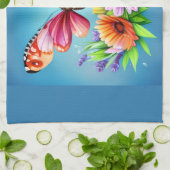 美しいカラフル水彩蝶と花 キッチンタオル (折り畳み)