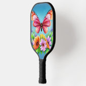 美しいカラフル水彩蝶と花 ピックルボールラケット (左)