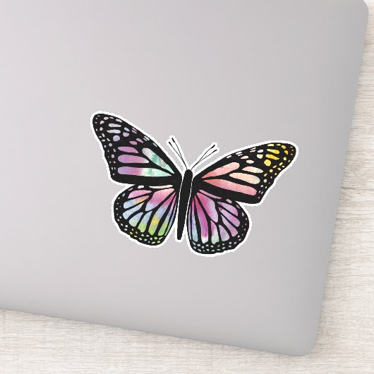 美しいカラフル水彩蝶 シール (詳細)