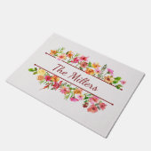 美しいカラフル水色の花 ドアマット (アングル)