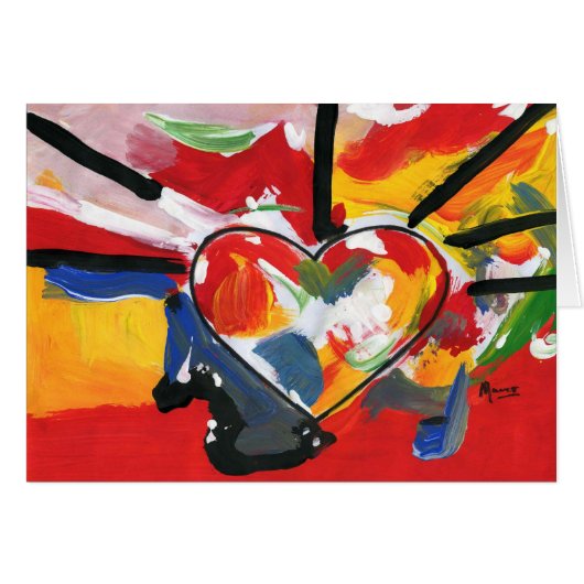 美しいカラフル水色ハートカード (正面横)