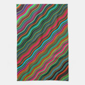 美しいカラフル波状ストライプパターン キッチンタオル (縦)
