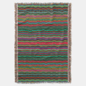 美しいカラフル波状ストライプパターン スローブランケット (正面縦)
