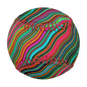 美しいカラフル波状ストライプパターン 野球ボール (裏面)