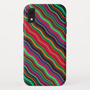 美しいカラフル波状ストライプパターン iPhone XRケース