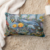 美しいカラフル海中魚のウミガメのシーン ランバークッション (ブランケット)