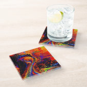 美しいカラフル溶融液 ガラスコースター (アングル)