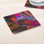 美しいカラフル溶融液 スクエアペーパーコースター (アングル)