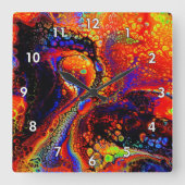 美しいカラフル溶融液 スクエア壁時計 (正面)