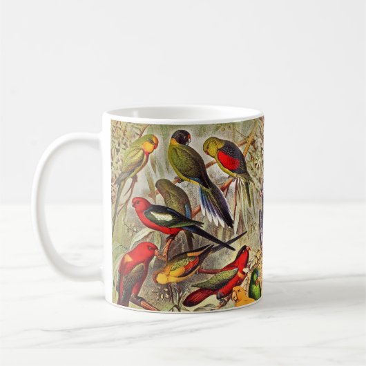 美しいカラフル熱帯鳥のオウム コーヒーマグカップ (左)