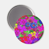 美しいカラフル素晴らしい花のパターンデザインa マグネット (正面/裏面)