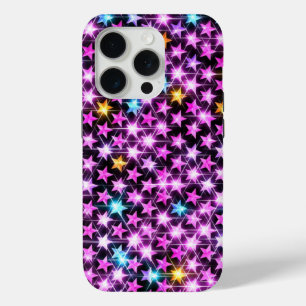 美しいカラフル紫の輝く星 iPhone 15 PROケース