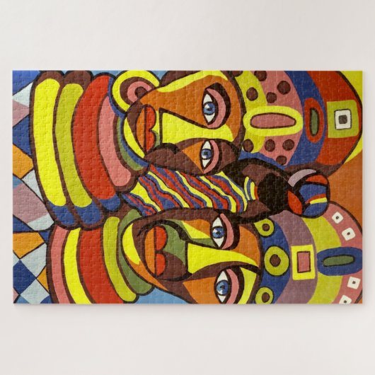 美しいカラフル絵画の二名のアフリカ人女性だ ジグソーパズル (横)