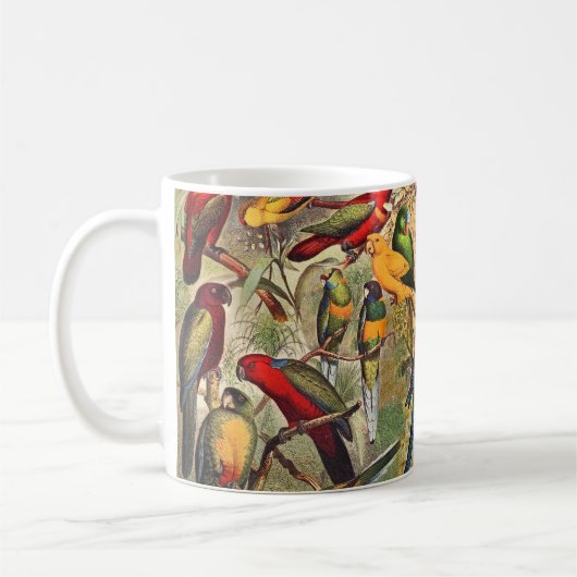 美しいカラフル緑の熱帯鳥のオウム コーヒーマグカップ (左)
