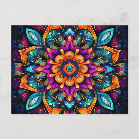美しいカラフル聖幾何学マンダラアート ポストカード (正面)