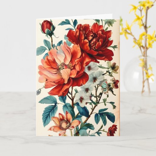 美しいカラフル花の花束のお母さんの日 カード (黄色い花)