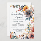 美しいカラフル花ブライダルシャワー 招待状 (正面/裏面)