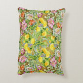 美しいカラフル花柄ピンク黄色 アクセントクッション (裏面(縦))