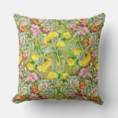 美しいカラフル花柄ピンク黄色 クッション (正面)