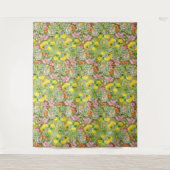 美しいカラフル花柄ピンク黄色 タペストリー (正面)