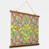 美しいカラフル花柄ピンク黄色 吊り下げ型タペストリー (傾斜あり)