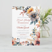 美しいカラフル花聖なる聖餐式 招待状 (スタンド正面)