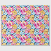 美しいカラフル花 ラッピングペーパー (フラット)