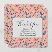 美しいカラフル蝶プリントありがとう サンキューカード (正面/裏面)