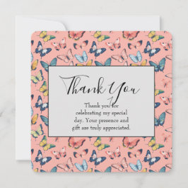 美しいカラフル蝶プリントありがとう サンキューカード