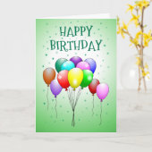 美しいカラフル誕生日風船カード カード (黄色い花)