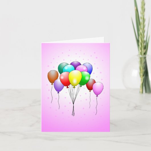 美しいカラフル風船 カード (正面)