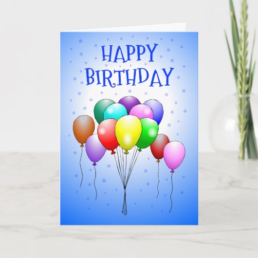 美しいカラフル風船 カード (正面)