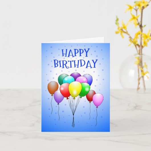 美しいカラフル風船 カード (黄色い花)