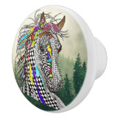 美しいカラフル馬のノブとプル セラミックノブ (右)