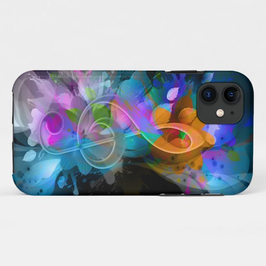 美しいカラフル高音クレフ、 音符記号フ葉ァー絵を描ズ Case-Mate iPhoneケース (裏面(横))