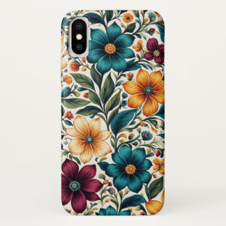 美しいカラフル鮮やか春花柄 iPhone X ケース