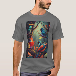 美しいカラフル鳥のイラストレーションアートワーク13 f tシャツ