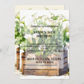 美しいカラユリの花の誕生日パーティー 招待状 (正面/裏面)