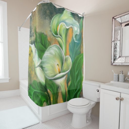 美しいカラユリの花 – ミグンドスケッチアート –  シャワーカーテン (インサイチュ)
