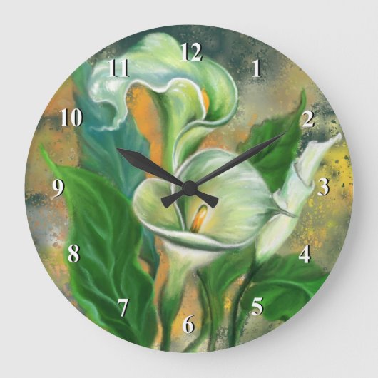 美しいカラユリ花の壁時計 – 絵画s ラージ壁時計 (正面)