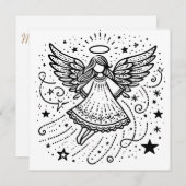 美しいカラーリングアートクリスマス天使 シーズンカード (正面/裏面)