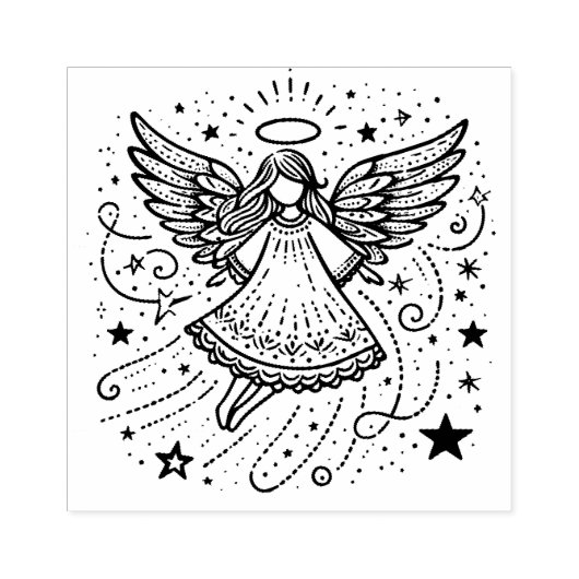 美しいカラーリングアートクリスマス天使 ラバースタンプ (インプリント)