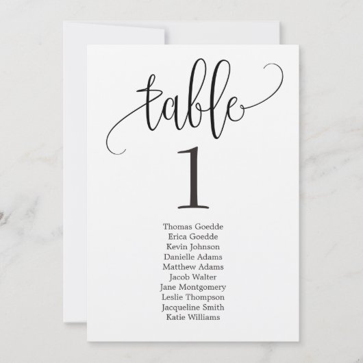 美しいカリグラフィーの席札 招待状 (正面)