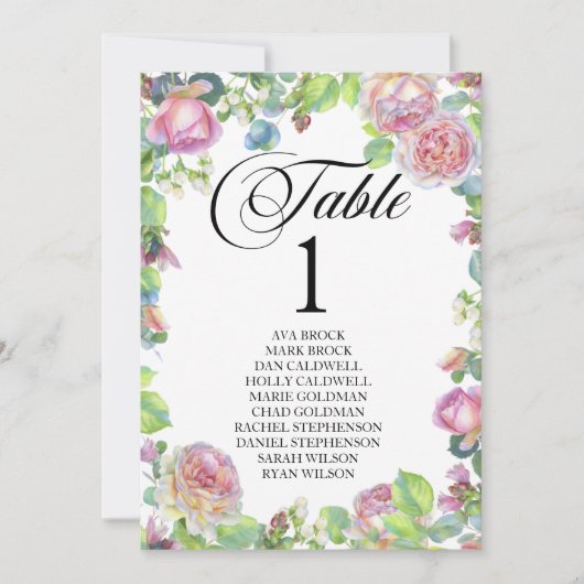 美しいカリグラフィーの席次表カード 招待状 (正面)