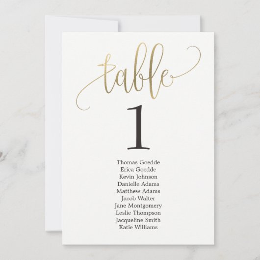 美しいカリグラフィーの席次表カード 招待状 (正面)