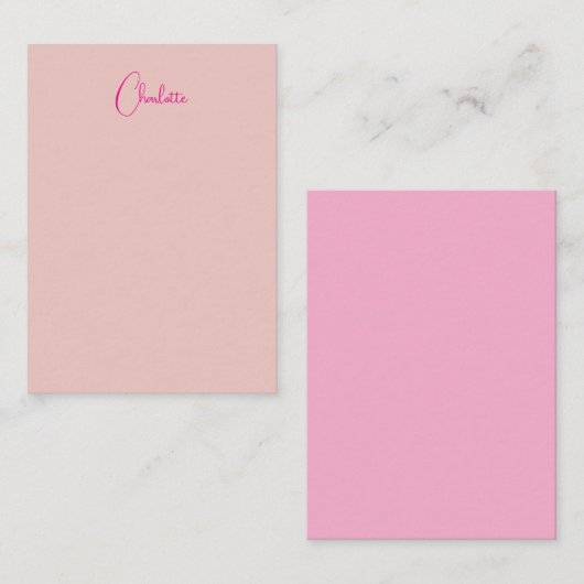 美しいカリグラフィー エレガント ローズゴールド シンプル お名前 ノートカード (正面/裏面)