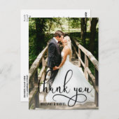 美しいカリグラフィー スクリプト 結婚式のお礼 ポストカード (正面/裏面)